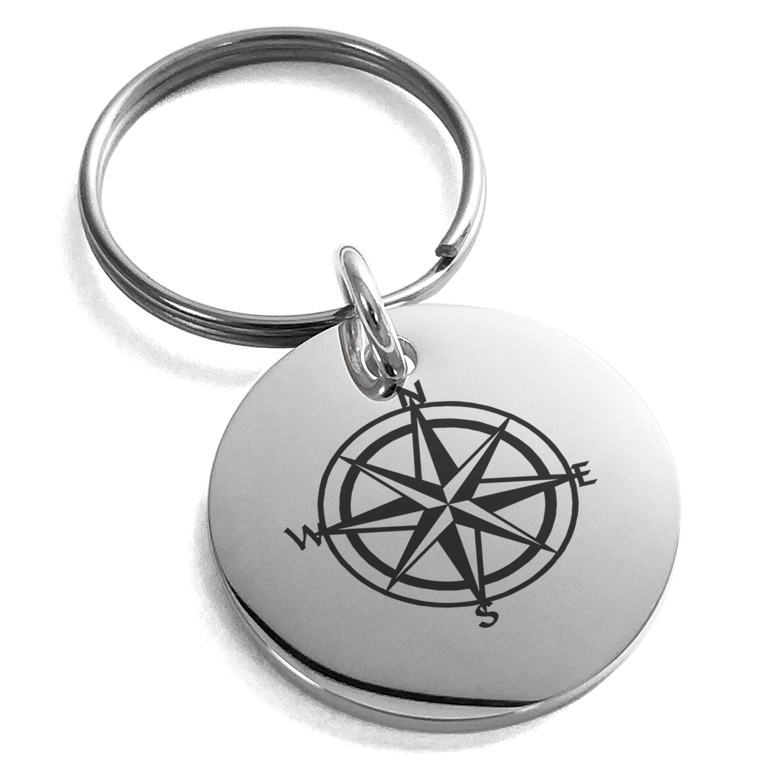 Stainless Steel Nautical Star Compass Navigation Charm Necklace or Keychain Stainless Steel Nautical Star Compass Navigation Charm Necklace or Keychain